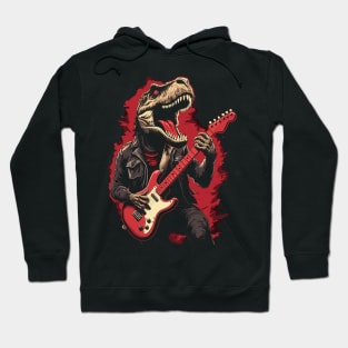 Rock & Roll Music Concert Festival Dinosaur T-rex Guitar Hoodie